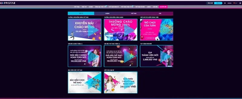 Nhà cái trực tuyến HappiStar tung ra hàng loạt ưu đãi khủng